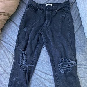 Black ripped mom jeans